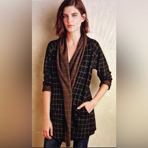 Anthroplogie Black and Brown Checkered Cardigan